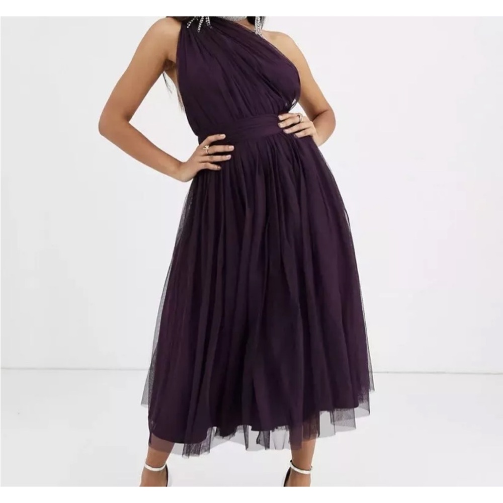 ASOS Tulle One Shoulder Midi Dress Size 2 Petite